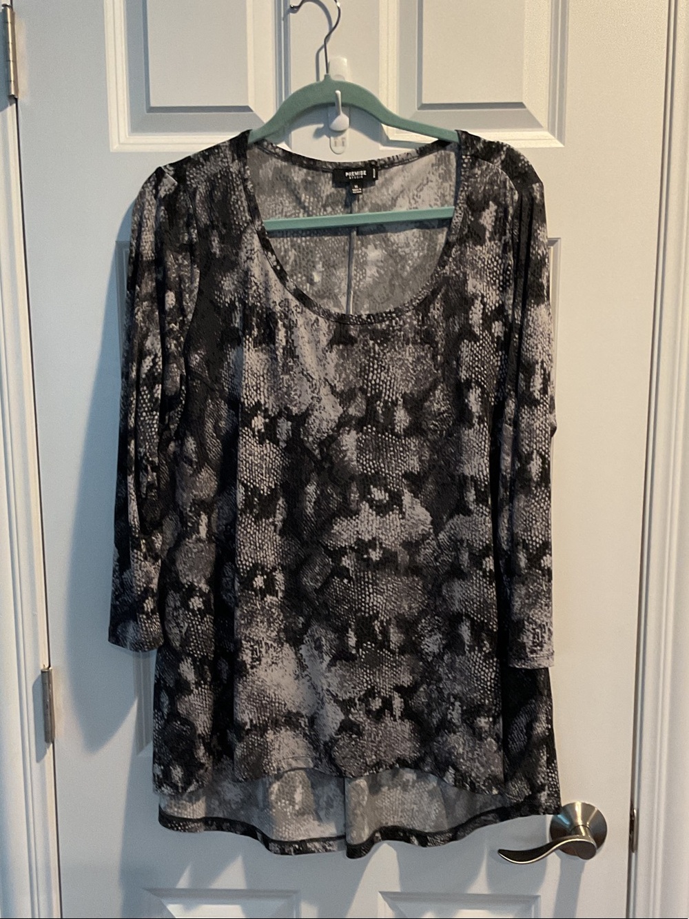 Premise Black and Gray Printed Scoop Neck Tunic